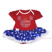 American's Birthday Red Baby Bodysuit Patriotic American Star Pettiskirt &  Sparkle Rhinestone 4th July Minnie Print JS4530